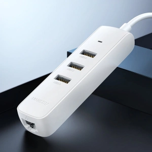 Hub UGREEN CM416 4w1 USB-C - 3x USB 3.1 Gen 1 + RJ45 PD biały