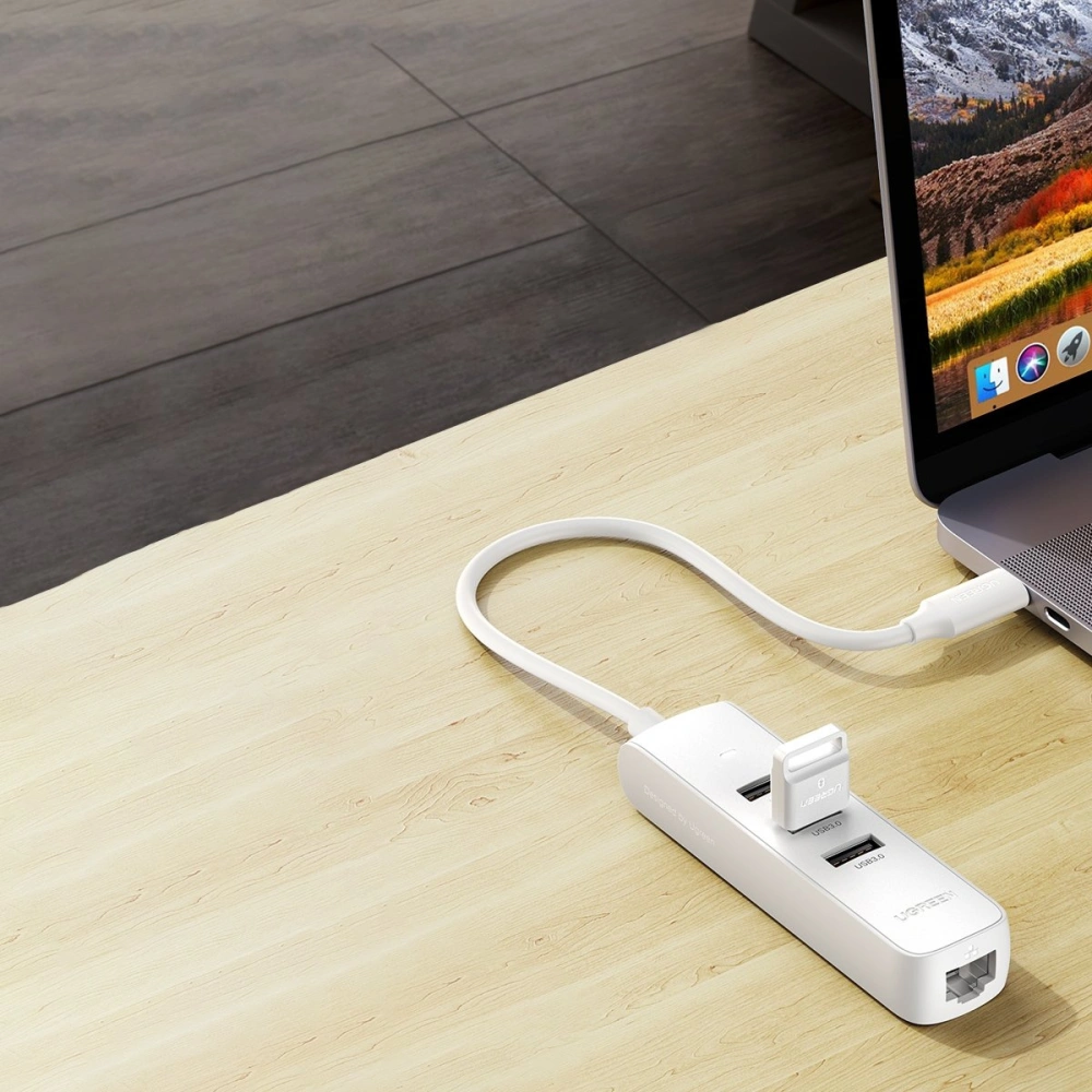 Hurtownia GSM - Hub UGREEN CM416 4w1 USB-C - 3x USB 3.1 Gen 1 + RJ45 PD bílý - UGR1316WHT - {ean13} - Hurt