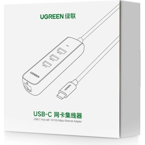 Hub UGREEN CM416 4w1 USB-C - 3x USB 3.1 Gen 1 + RJ45 PD biały