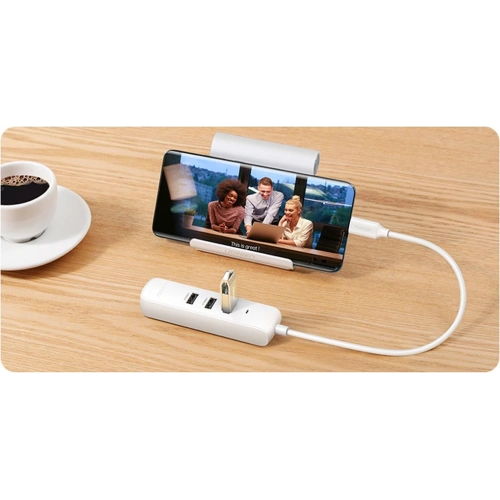 Hub UGREEN CM416 4w1 USB-C - 3x USB 3.1 Gen 1 + RJ45 PD biały