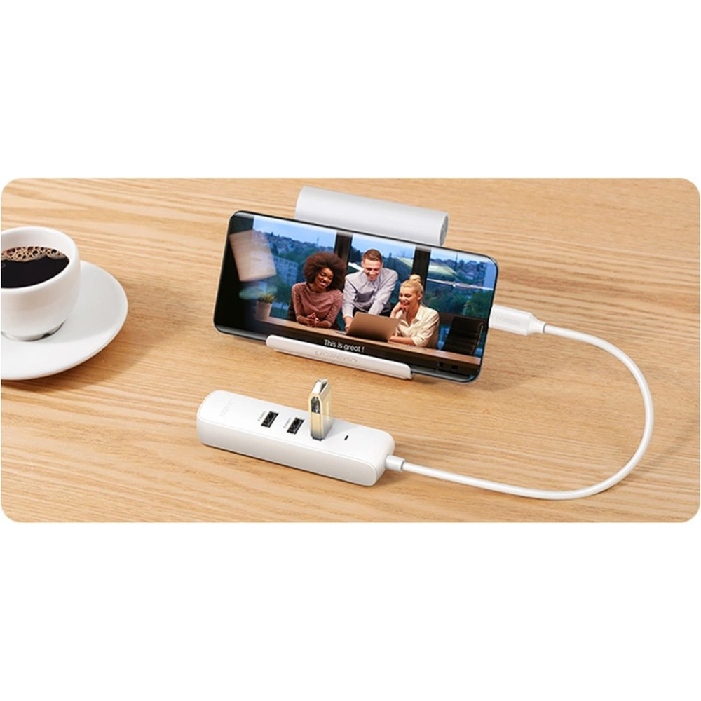 Hurtownia GSM - Hub UGREEN CM416 4w1 USB-C - 3x USB 3.1 Gen 1 + RJ45 PD bílý - UGR1316WHT - {ean13} - Hurt