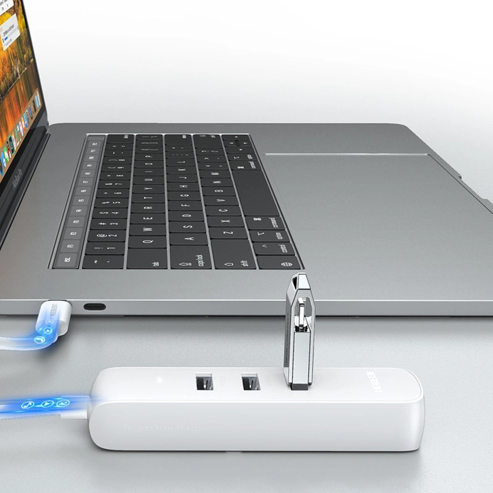 Wholesale UGREEN CM416 4-in-1 USB HUB Type C - 3x USB Type A 3.1 Gen 1 + RJ45 PD white - UGR1316WHT - {ean13} - Hurt