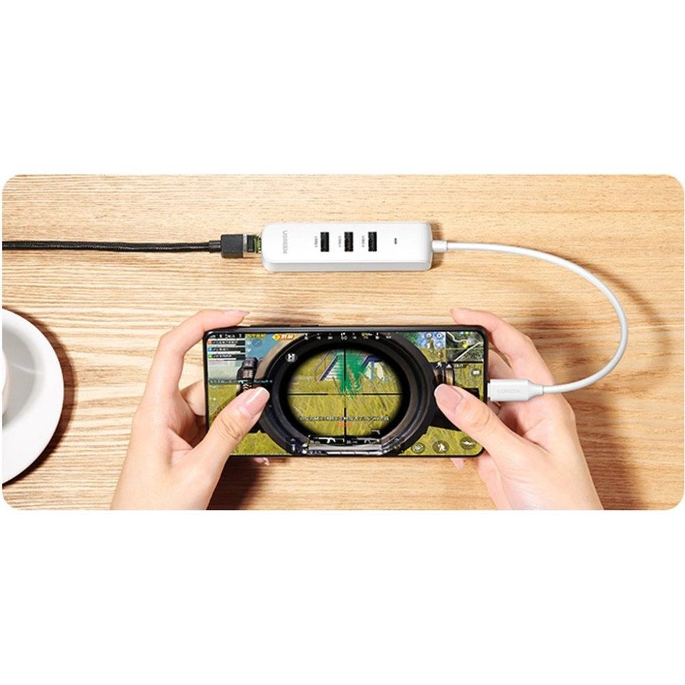 Hurtownia GSM - Hub UGREEN CM416 4w1 USB-C - 3x USB 3.1 Gen 1 + RJ45 PD bílý - UGR1316WHT - {ean13} - Hurt