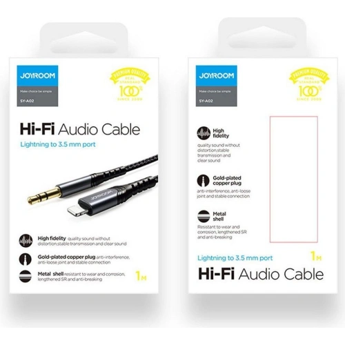 Kabel audio Joyroom SY-A02 Lightning - AUX 200cm Black
