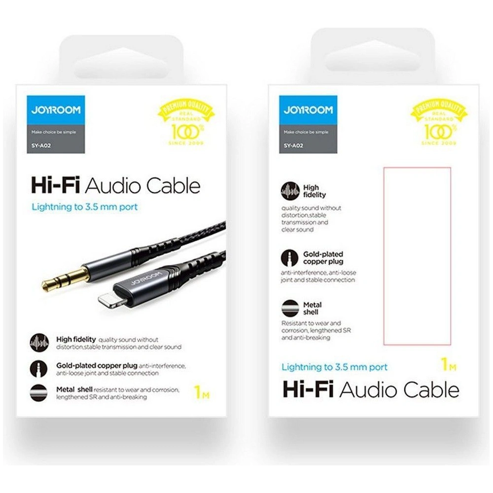 Hurtownia GSM - Kabel audio Joyroom SY-A02 Lightning - AUX 200 cm černý - JYR094BLK - {ean13} - Hurt