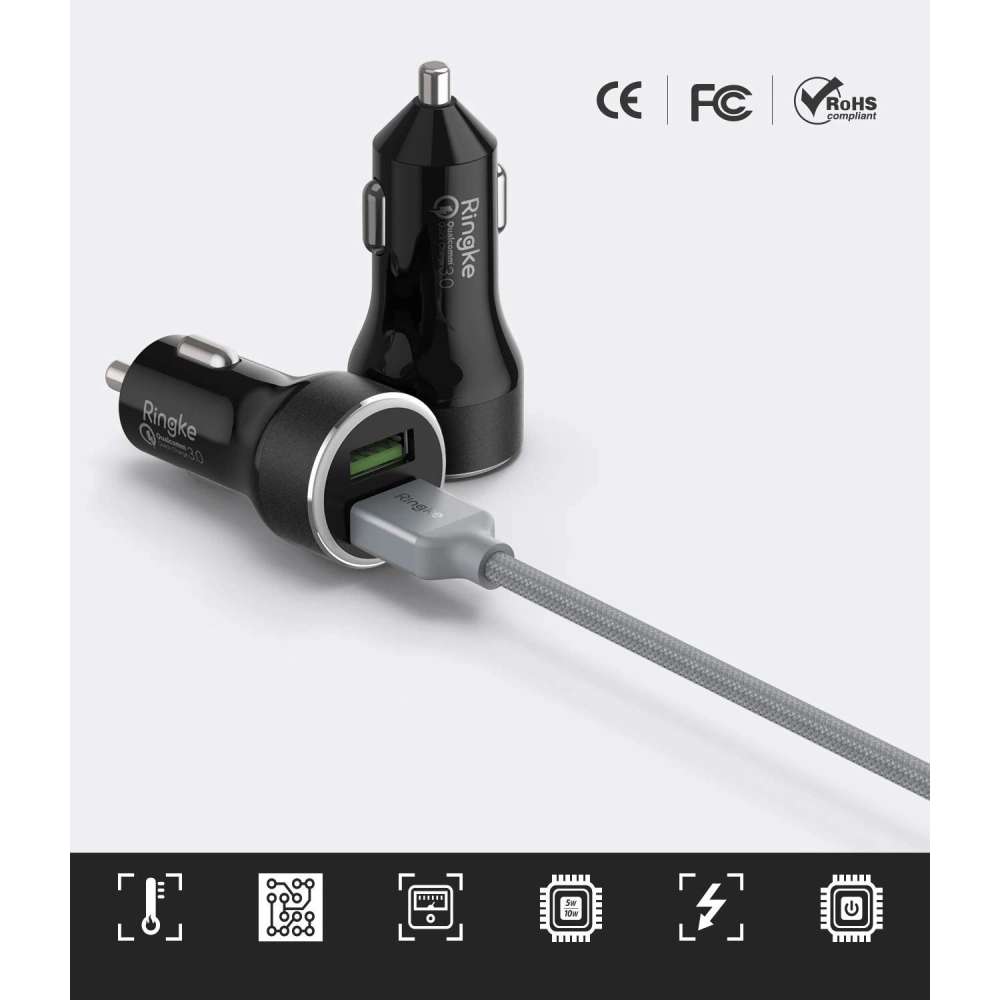 Hurtownia GSM - Nabíječka do auta Ringke RealX2 2x Quick Charge 3.0 Černá - RGK921 - {ean13} - Hurt