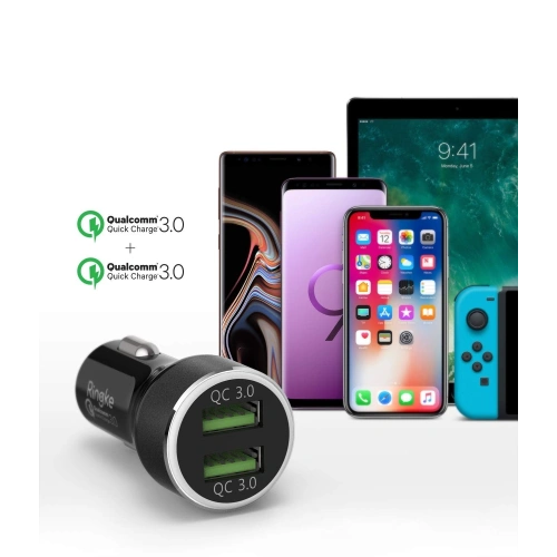Ładowarka samochodowa Ringke RealX2 2x Quick Charge 3.0 Black