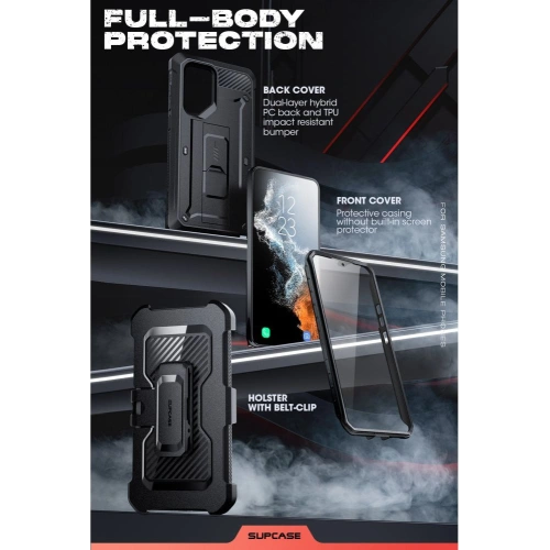 Etui Supcase Unicorn Beetle Pro Samsung Galaxy S22 Ultra Black [2 SET]