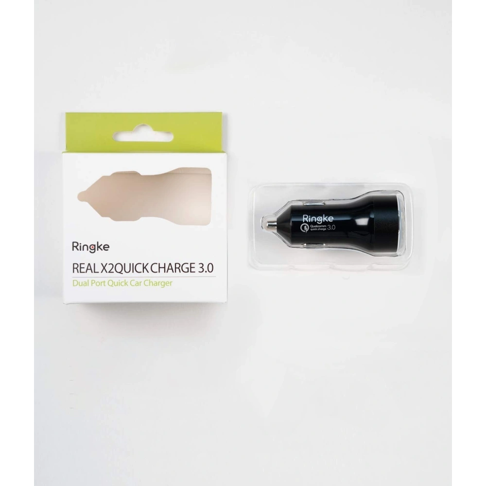 Hurtownia GSM - Nabíječka do auta Ringke RealX2 2x Quick Charge 3.0 Černá - RGK921 - {ean13} - Hurt