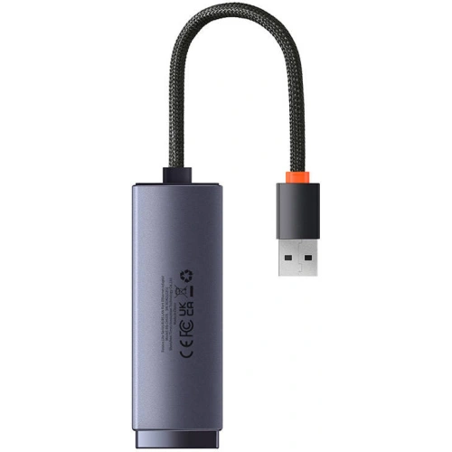 Adapter sieciowy Baseus Lite Series USB do RJ45, 100Mbps (szary)