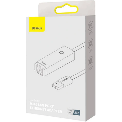Adapter sieciowy Baseus Lite Series USB do RJ45, 100Mbps (szary)