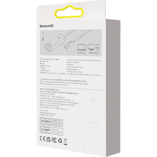 Adapter sieciowy Baseus Lite Series USB do RJ45, 100Mbps (szary)