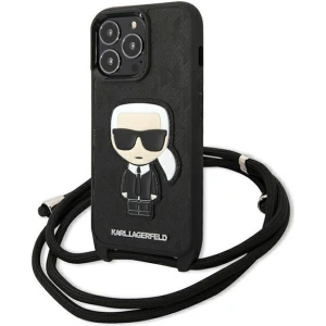 Etui Karl Lagerfeld KLHCP13LCMNIPK Apple iPhone 13 Pro hardcase czarny/black Leather Monogram Patch and Cord Iconik