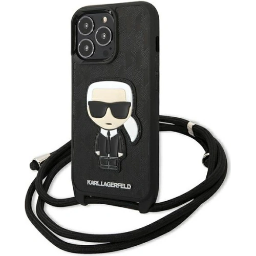 Etui Karl Lagerfeld KLHCP13LCMNIPK Apple iPhone 13 Pro hardcase czarny/black Leather Monogram Patch and Cord Iconik
