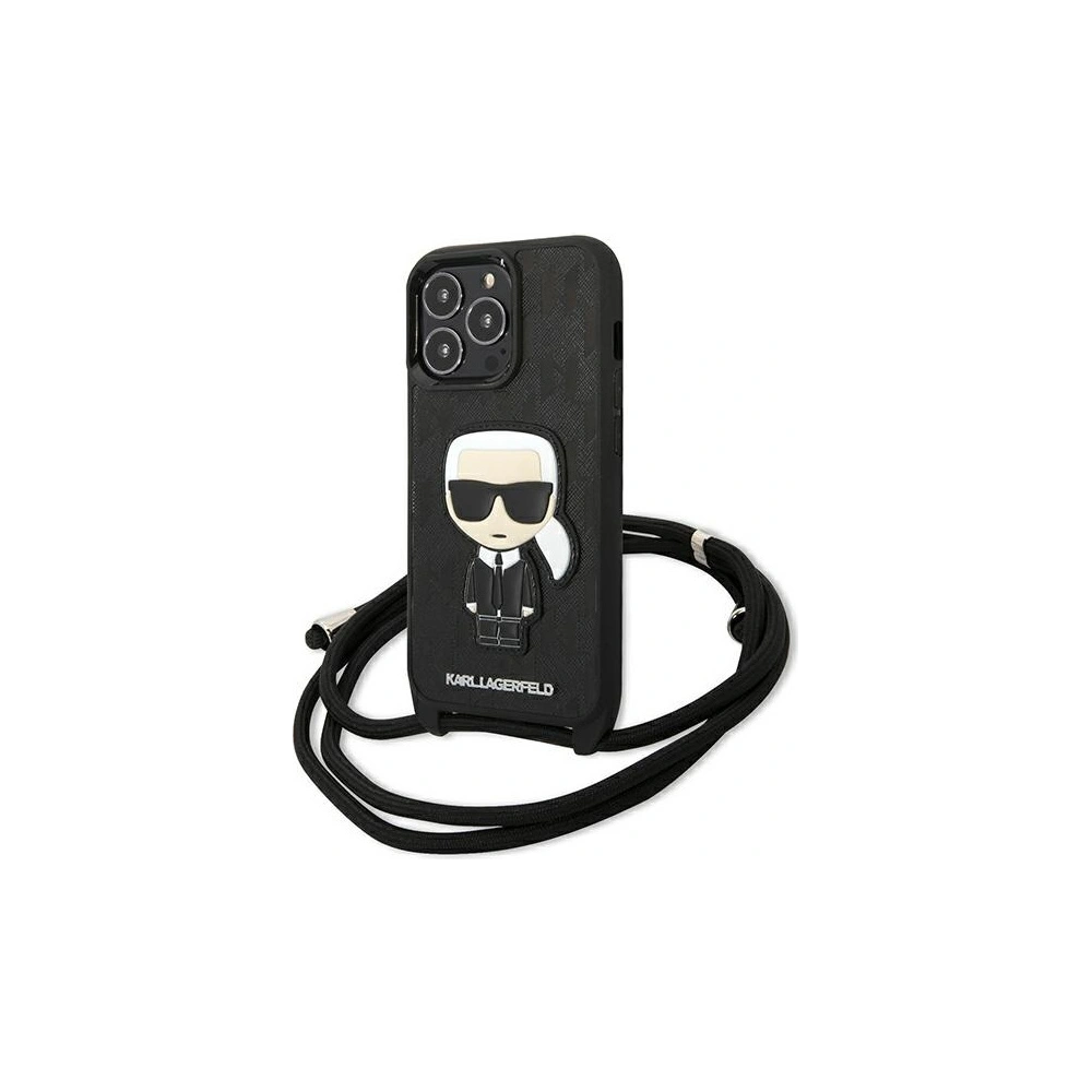 Hurtownia GSM - Etui Karl Lagerfeld KLHCP13LCMNIPK Apple iPhone 13 Pro hardcase czarny/black Leather Monogram Patch and Cord Iconik - KLD952BLK - {ean13} - Hurt