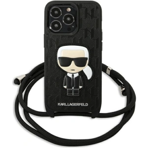 Etui Karl Lagerfeld KLHCP13LCMNIPK Apple iPhone 13 Pro hardcase czarny/black Leather Monogram Patch and Cord Iconik