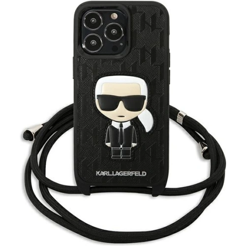 Etui Karl Lagerfeld KLHCP13LCMNIPK Apple iPhone 13 Pro hardcase czarny/black Leather Monogram Patch and Cord Iconik