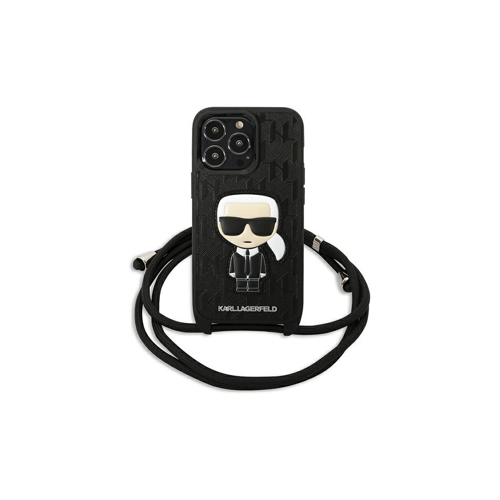 Hurtownia GSM - Etui Karl Lagerfeld KLHCP13LCMNIPK Apple iPhone 13 Pro hardcase czarny/black Leather Monogram Patch and Cord Iconik - KLD952BLK - {ean13} - Hurt