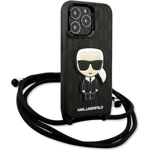 Etui Karl Lagerfeld KLHCP13LCMNIPK Apple iPhone 13 Pro hardcase czarny/black Leather Monogram Patch and Cord Iconik