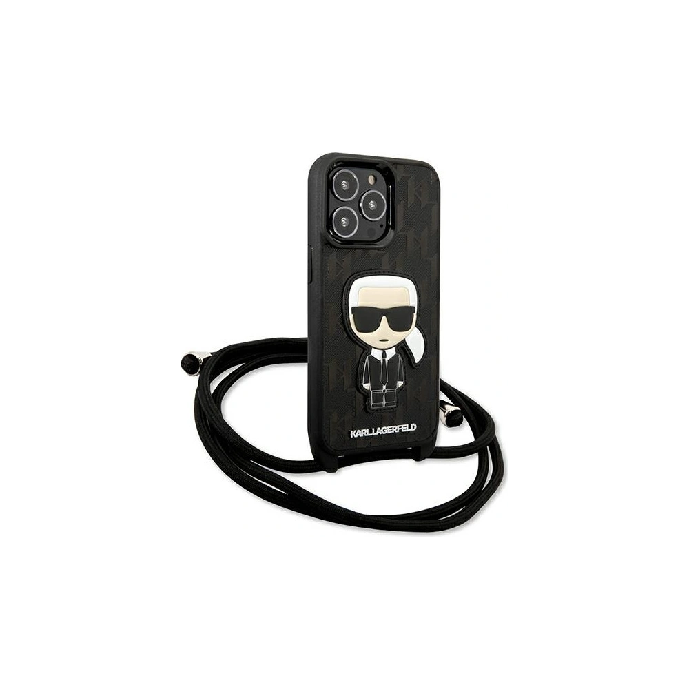 Hurtownia GSM - Etui Karl Lagerfeld KLHCP13LCMNIPK Apple iPhone 13 Pro hardcase czarny/black Leather Monogram Patch and Cord Iconik - KLD952BLK - {ean13} - Hurt