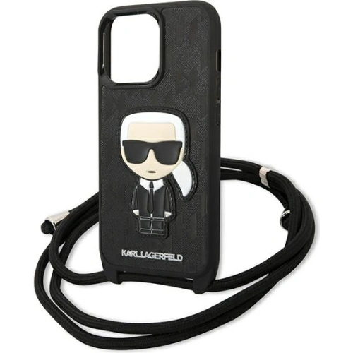 Etui Karl Lagerfeld KLHCP13LCMNIPK Apple iPhone 13 Pro hardcase czarny/black Leather Monogram Patch and Cord Iconik