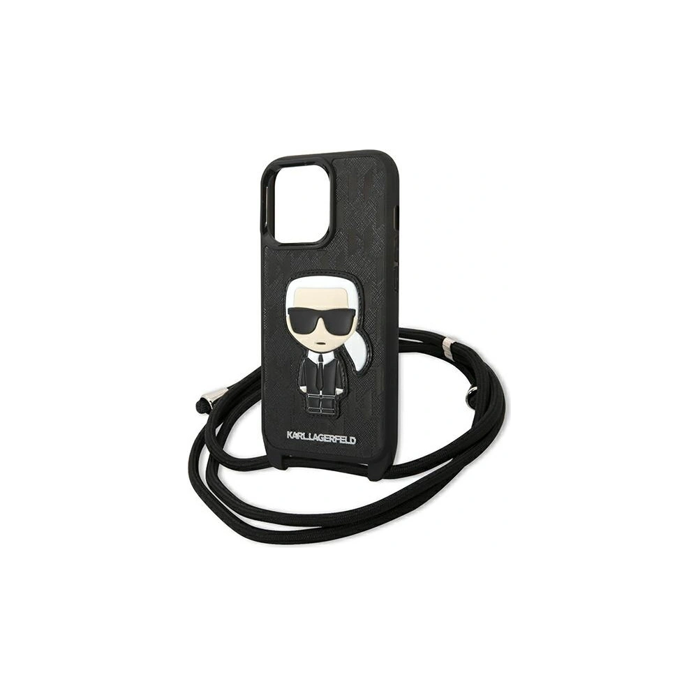 Hurtownia GSM - Etui Karl Lagerfeld KLHCP13LCMNIPK Apple iPhone 13 Pro hardcase czarny/black Leather Monogram Patch and Cord Iconik - KLD952BLK - {ean13} - Hurt