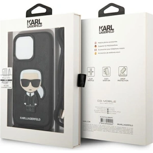 Etui Karl Lagerfeld KLHCP13LCMNIPK Apple iPhone 13 Pro hardcase czarny/black Leather Monogram Patch and Cord Iconik