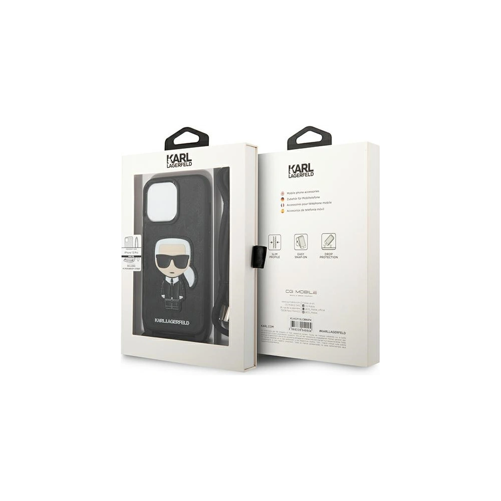 Hurtownia GSM - Etui Karl Lagerfeld KLHCP13LCMNIPK Apple iPhone 13 Pro hardcase czarny/black Leather Monogram Patch and Cord Iconik - KLD952BLK - {ean13} - Hurt