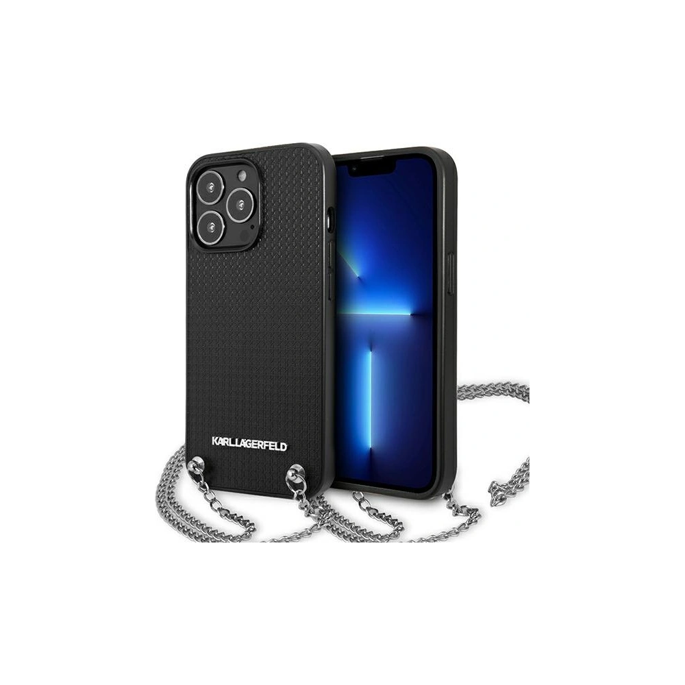 Wholesale Karl Lagerfeld KLHCP13LPMK Apple iPhone 13 Pro hardcase black Leather Textured and Chain - KLD954BLK - {ean13} - Hurt
