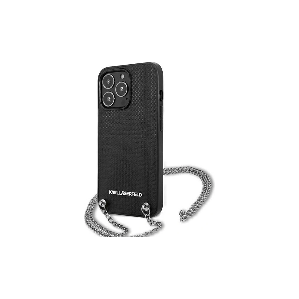 Wholesale Karl Lagerfeld KLHCP13LPMK Apple iPhone 13 Pro hardcase black Leather Textured and Chain - KLD954BLK - {ean13} - Hurt