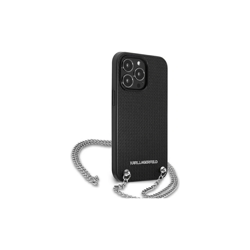 Wholesale Karl Lagerfeld KLHCP13LPMK Apple iPhone 13 Pro hardcase black Leather Textured and Chain - KLD954BLK - {ean13} - Hurt