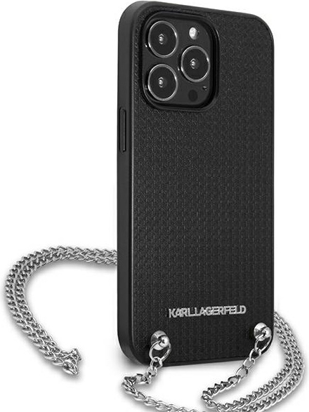 Kryt Karl Lagerfeld KLHCP13LPMK Apple iPhone 13 Pro hardcase black Leather Textured and Chain