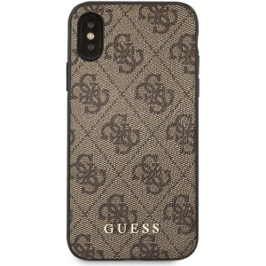 Hurtownia GSM - Case Guess GUHCI65G4GFBR Apple iPhone XS Max braun/braun Hülle Hard Case 4G Metall Gold Logo - GUE1820BR - {ean13} - Hurt