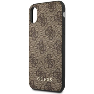 Hurtownia GSM - Case Guess GUHCI65G4GFBR Apple iPhone XS Max braun/braun Hülle Hard Case 4G Metall Gold Logo - GUE1820BR - {ean13} - Hurt