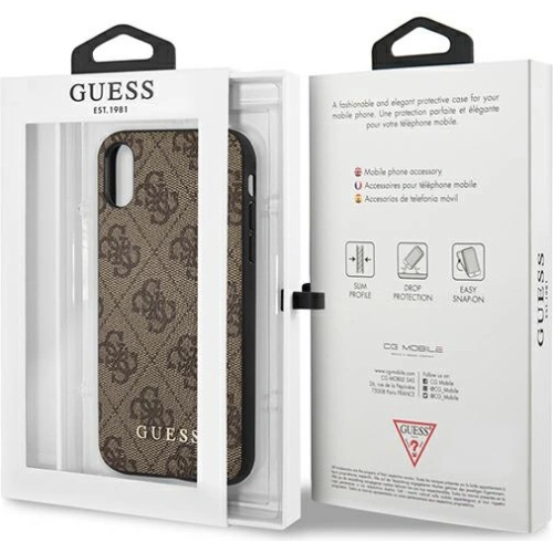 Etui Guess GUHCI65G4GFBR Apple iPhone XS Max brązowy/brown hard case 4G Metal Gold Logo