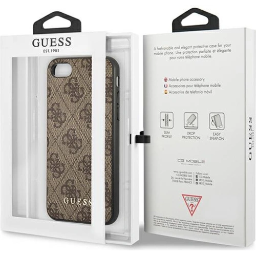 Etui Guess GUHCI8G4GFBR Apple iPhone SE 2022/2020/8/7 brązowy/brown hard case 4G Metal Gold Logo