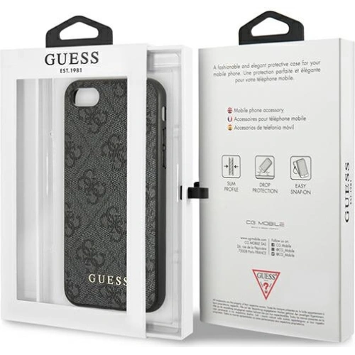 Etui Guess GUHCI8G4GFGR Apple iPhone SE 2022/2020/8/7 szary/grey hard case 4G Metal Gold Logo