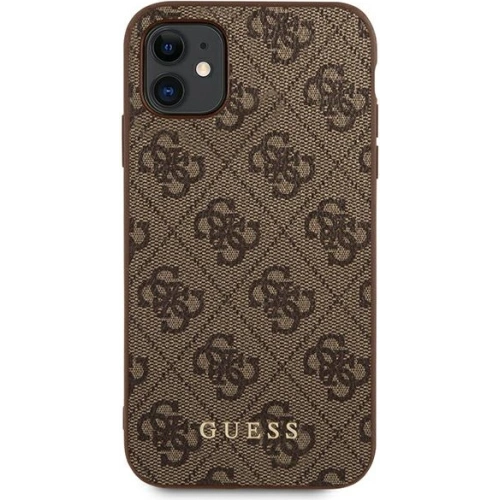 Etui Guess GUHCN61G4GFBR Apple iPhone 11 brązowy/brown hard case 4G Metal Gold Logo