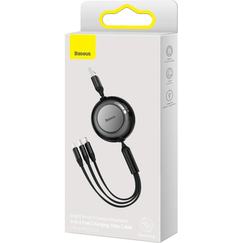 Kabel Baseus Bright Mirror 2 3w1 USB-A - microUSB + Lightning + USB-C 3.5A 1.1m czarny
