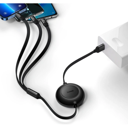 Kabel Baseus Bright Mirror 2 3w1 USB-A - microUSB + Lightning + USB-C 3.5A 1.1m czarny