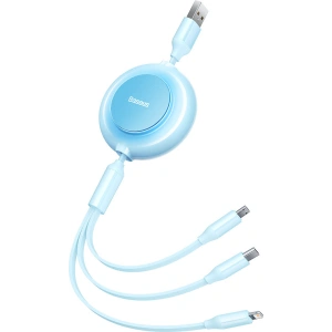 Kabel Baseus Bright Mirror 2 3w1 USB-A - microUSB + Lightning + USB-C 3.5A 1.1m błękitny