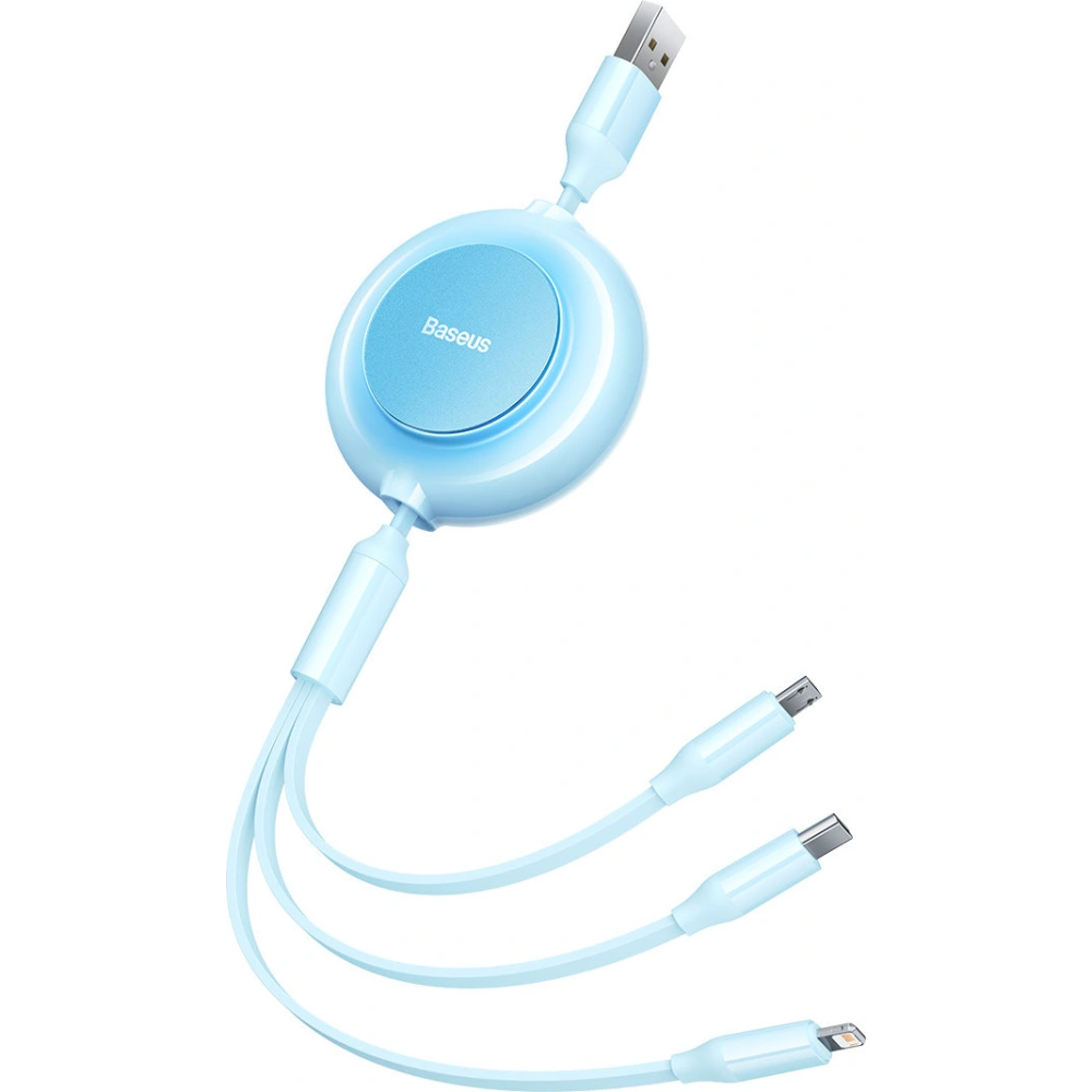 Kabel Baseus Bright Mirror 2 3w1 USB-A - microUSB + Lightning + USB-C 3.5A 1.1m modrý