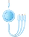 Kabel Baseus Bright Mirror 2 3w1 USB-A - microUSB + Lightning + USB-C 3.5A 1.1m modrý
