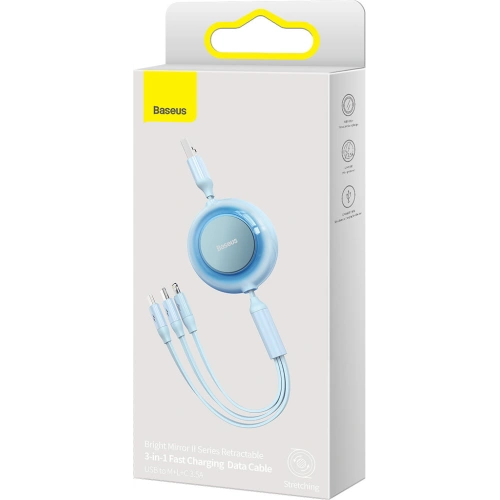 Kabel Baseus Bright Mirror 2 3w1 USB-A - microUSB + Lightning + USB-C 3.5A 1.1m błękitny