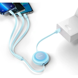 Kabel Baseus Bright Mirror 2 3w1 USB-A - microUSB + Lightning + USB-C 3.5A 1.1m błękitny