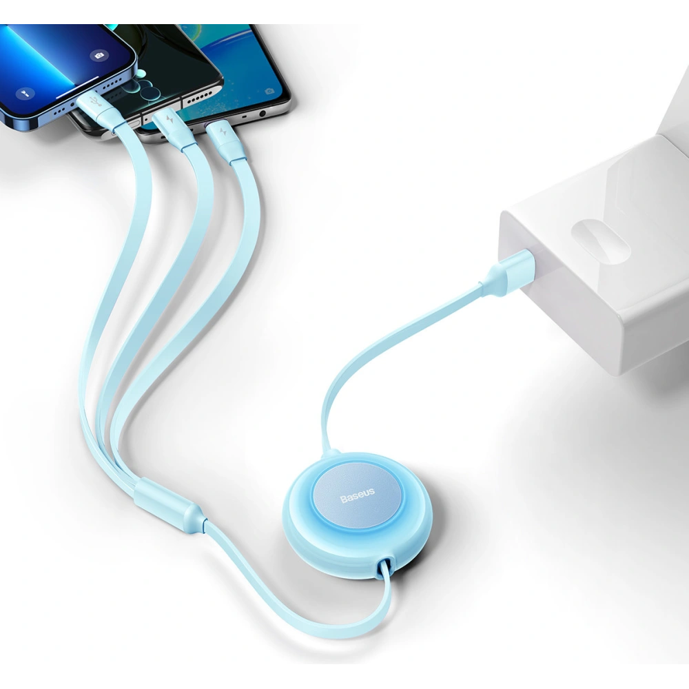 Kabel Baseus Bright Mirror 2 3w1 USB-A - microUSB + Lightning + USB-C 3.5A 1.1m modrý