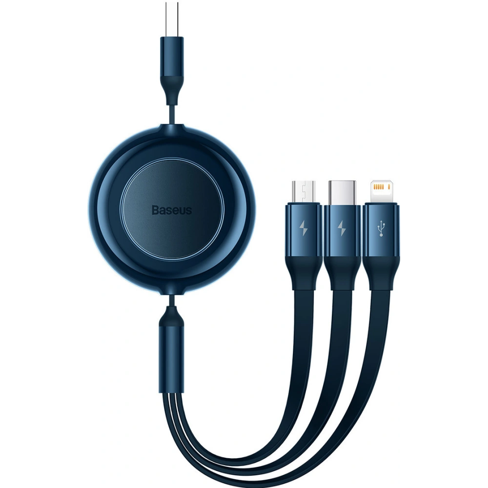 Kabel Baseus Bright Mirror 2 3w1 USB-A - microUSB + Lightning + USB-C 3.5A 1.1m modrý