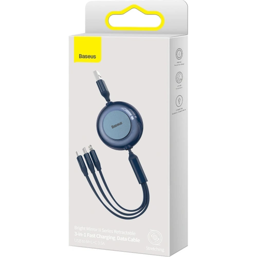 Kabel Baseus Bright Mirror 2 3w1 USB-A - microUSB + Lightning + USB-C 3.5A 1.1m granatowy