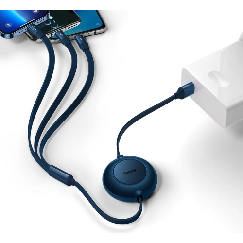 Kabel Baseus Bright Mirror 2 3w1 USB-A - microUSB + Lightning + USB-C 3.5A 1.1m granatowy