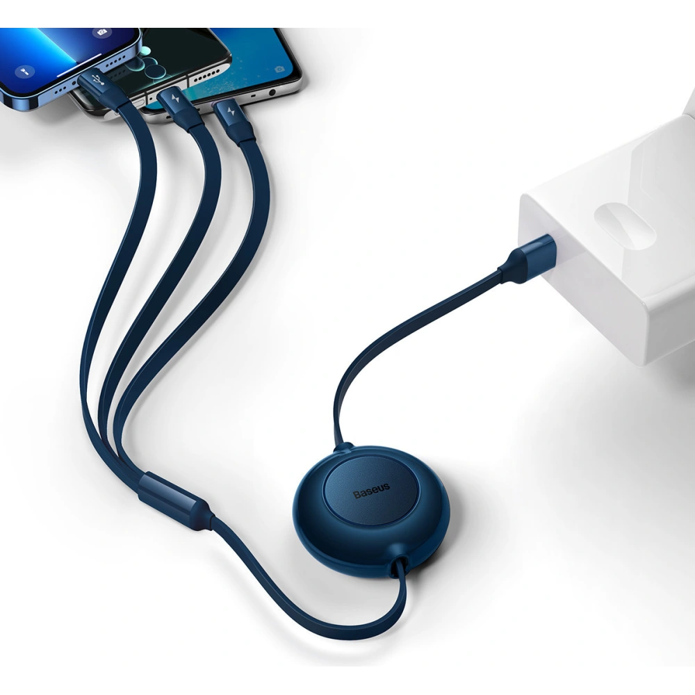 Kabel Baseus Bright Mirror 2 3w1 USB-A - microUSB + Lightning + USB-C 3.5A 1.1m modrý